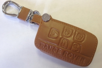 Чехол для брелока сигнализации Range Rover Evoque кожанный коричневый