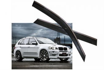 Дефлекторы боковых окон BMW X5 E70 с хромированным молдингом