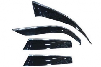Дефлекторы боковых окон Chery Tiggo T11 с хромированным молдингом