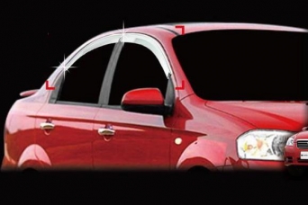 Дефлекторы боковых окон Chevrolet Aveo седан 2006-2011 хромированные