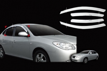 Дефлекторы боковых окон Hyundai Elantra HD хромированные autoclover