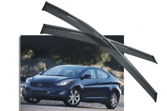 Дефлекторы боковых окон Hyundai Elantra MD седан с хромированным молдингом