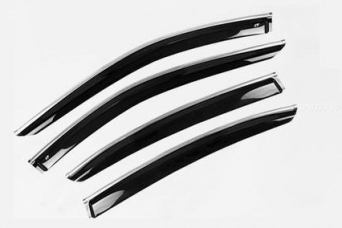 Дефлекторы боковых окон KIA Cerato III с хромированным молдингом cobra