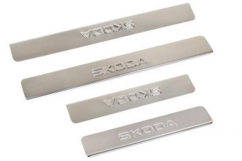 Накладки на пороги Skoda Octavia A7 нержавеющая сталь partID:16266qw