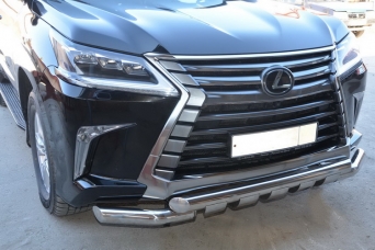 Защита переднего бампера Lexus LX570 2015- с клыками диаметр 76 мм partID:20221qw