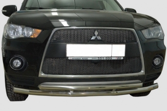 Защита переднего бампера Mitsubishi Outlander XL 2010-2012 двойная