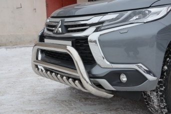Защита переднего бампера Mitsubishi Pajero Sport III дуга с защитой картера