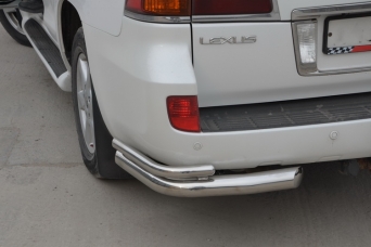 Защита заднего бампера Lexus LX III 2007-2012 уголки двойные диаметр 76&#43;53 мм
