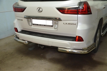 Защита заднего бампера Lexus LX570 2015- уголки двойные диаметр 76&#43;42 мм