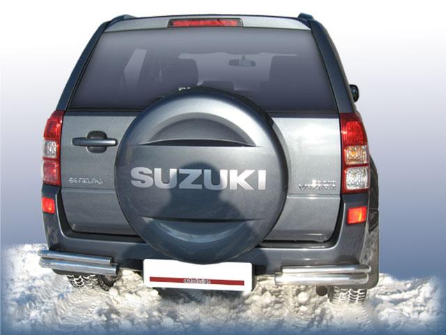 Защита заднего бампера Suzuki Grand Vitara II 2005-2012 5-ти дверный уголки двойные ф60+42 мм