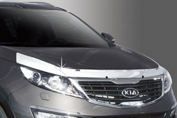 Дефлектор на капот хромированный Autoclover - KIA Sportage III 2010-2015 - Автоаксессуары и тюнинг