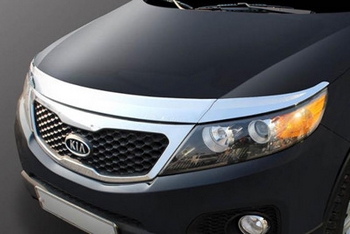 Дефлектор на капот хромированный Kyoungdong - KIA Sorento II 2009-2012 - Автоаксессуары и тюнинг