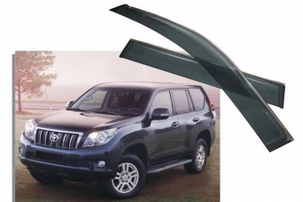 Дефлекторы боковых окон Toyota Land Cruiser Prado 150 с молдингом из нержавеющей стали