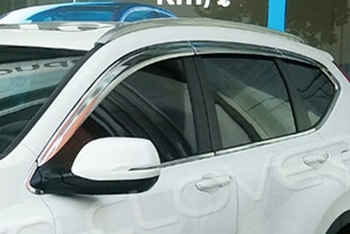 Дефлекторы на окна хромированные (6 элементов) Autoclover - Honda CR-V V 2016-2022 - Автоаксессуары и тюнинг