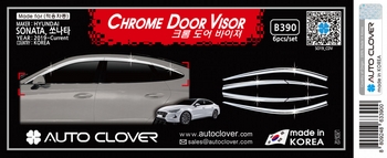 Дефлекторы на окна хромированные (6 элементов) Autoclover - Hyundai Sonata VIII 2020-2025 B390