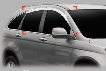 Дефлекторы на окна хромированные Autoclover (4 части) - Honda CR-V III 2007-2011 - Автоаксессуары и тюнинг