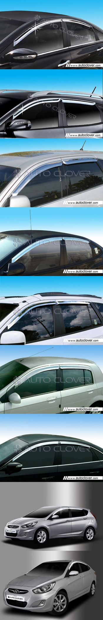 Дефлекторы на окна хромированные Autoclover - Hyundai Elantra III 2000-2005 ТагАЗ A405