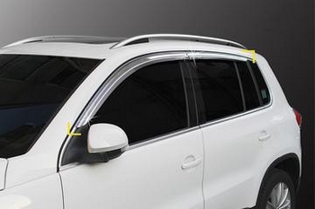 Дефлекторы на окна хромированные Kyoungdong - Volkswagen Tiguan I 2008-2016 - Автоаксессуары и тюнинг