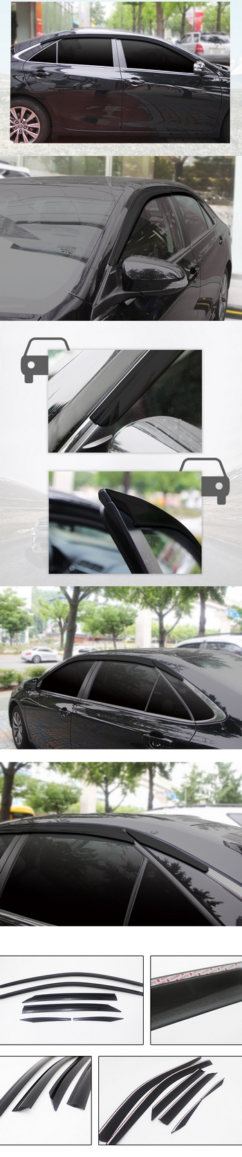 Дефлекторы на окна тонированные Autoclover (6 элементов) - Toyota Camry 2011-2017 D046