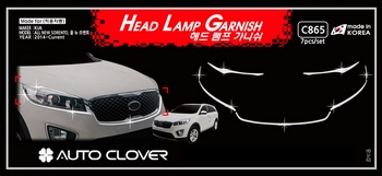 Хромированные накладки на передние фары Autoclover - KIA Sorento Prime III 2015-2020 C865