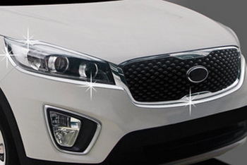 Хромированные накладки на передние фары Autoclover - KIA Sorento Prime III 2015-2020 - Автоаксессуары и тюнинг