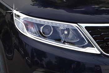 Хромированные накладки на передние фары (вар. 2) Autoclover - KIA Sorento II FL 2013-2020 - Автоаксессуары и тюнинг