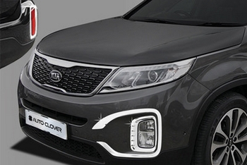 Хромированные накладки на противотуманные фары (6 элементов) Autoclover - KIA Sorento II FL 2013-2020 - Автоаксессуары и тюнинг