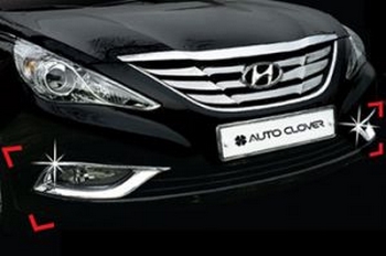 Хромированные накладки на противотуманные фары Autoclover - Hyundai Sonata VI 2009-2014 - Автоаксессуары и тюнинг