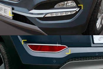 Хромированные накладки на противотуманные фары Kyoungdong - Hyundai Tucson III 2015-2021 - Автоаксессуары и тюнинг