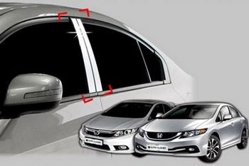 Хромированные накладки на стойки дверей Autoclover - Honda Civic IX 2012-2025 - Автоаксессуары и тюнинг