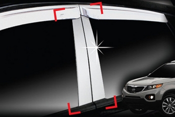Хромированные накладки на стойки дверей Autoclover - KIA Sorento II 2009-2012 - Автоаксессуары и тюнинг
