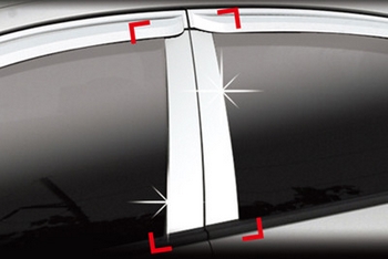 Хромированные накладки на стойки дверей Autoclover - Hyundai Sonata V 2001-2011 ТагАЗ - Автоаксессуары и тюнинг