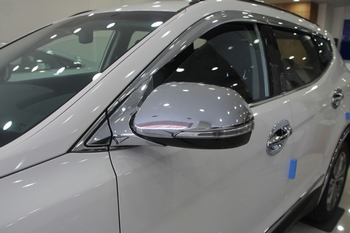 Хромированные накладки на зеркала с поворотником Autoclover - Hyundai Santa Fe III 2012-2018 C474