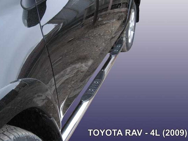 (TR013-09L) Пороги с проступями ф76 Toyota RAV-4 (2010) длинная база