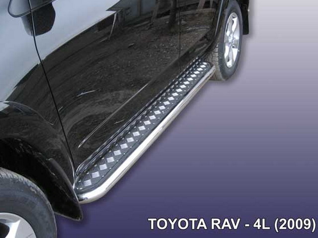 (TR016-09L) Пороги с листом ф57 Toyota RAV-4 (2010) длинная база