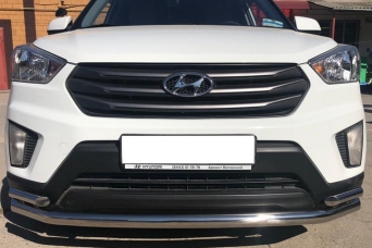 Защита переднего бампера Hyundai Creta двойная с уголками