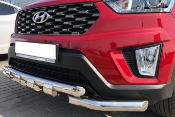 Защита переднего бампера Hyundai Creta с клыками